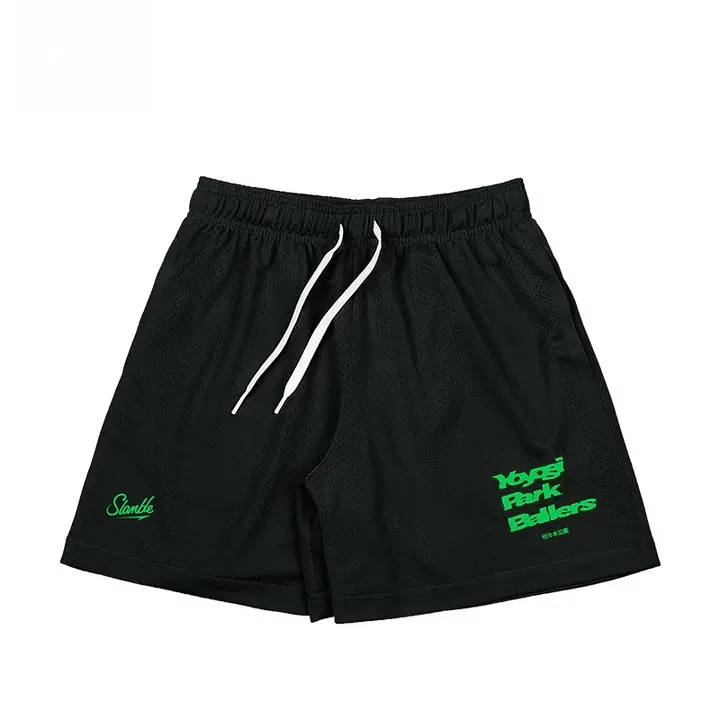 SLAMBLE メンズ 夏用 メッシュ 無地 スポーツショートパンツ【カジュアル バスケットボール用】