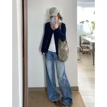 フィットデニムパンツ【高身長向け・トレンド感・ワイドレッグ】（セットアップ対応）