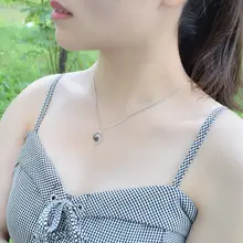 天然緑幽霊のペンダント【S925純銀・シンプルなクリスタルビーズ・ロングネックレス】