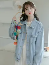 デザイン性の高いデニムジャケット【春秋用・韓国風・オーバーサイズ・女性用】