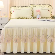 プリンセス風ベッドカバー【スカートスタイル・防滑・フリル付き】（セットアップ対応）