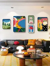 ウォールアート 3点セット リビング ソファ背面 壁掛け 抽象画 カートゥーン ポップカラー おしゃれ 高級感 インテリア