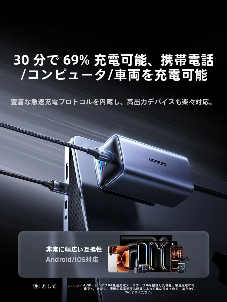 UGREEN EC706 カーチャージャー：GaNテクノロジー搭載で多设备同時充電を実現