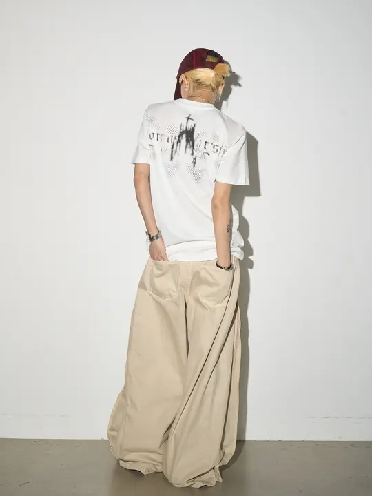 デニムパンツ レディース ワイドパンツ パッチワーク デコンストラクション オーバーサイズ ワーク グランジ ロングパンツ「MICHINNYON」