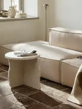 北欧風 手作りの石製サイドテーブル【侘び寂びスタイル・リビング用・コーヒーテーブル】