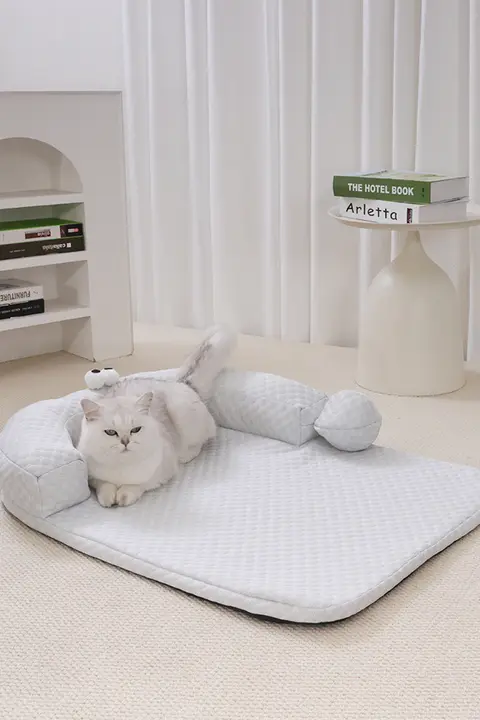 四季万能アイスビーンズとラタン織り 夏ござ マット