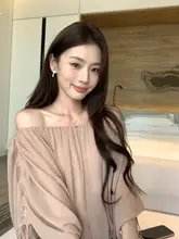 シフォンブラウス レディース オフショルダー ピンク デザイン性 ゆったり 「pusumede」