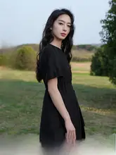 優雅なフレンチスタイルの夏用連衣裙【ウエストゴムデザイン・女性用】