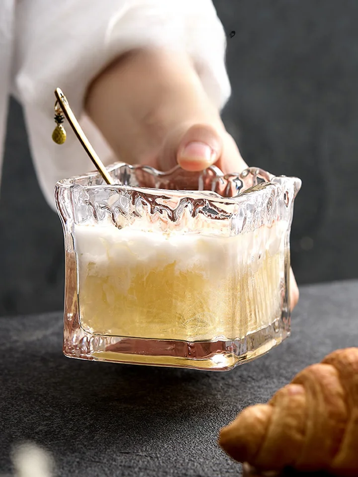 スクエアガラスボウル【朝食用・燕の巣と麦片用・デザートやアイスクリーム用・小型】