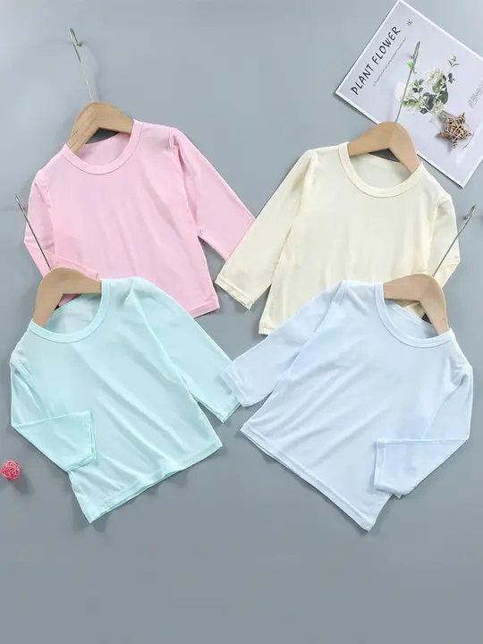 子供用モダール長袖Tシャツ【春秋用・薄手・男女兼用・快適な寝巻き】（セットアップ対応）