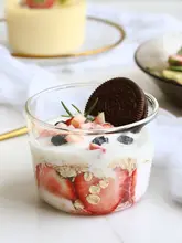 耐熱性ガラスプリンカップ【蓋付き・洋風デザイン・デザート用】