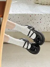 小柄女性向け マリージェーンシューズ【フレンチスタイル・厚底・デザインヒール】（セットアップ対応）