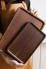 天然アカシア木製長方形トレイ【コーヒー・ティー用・デスク収納】