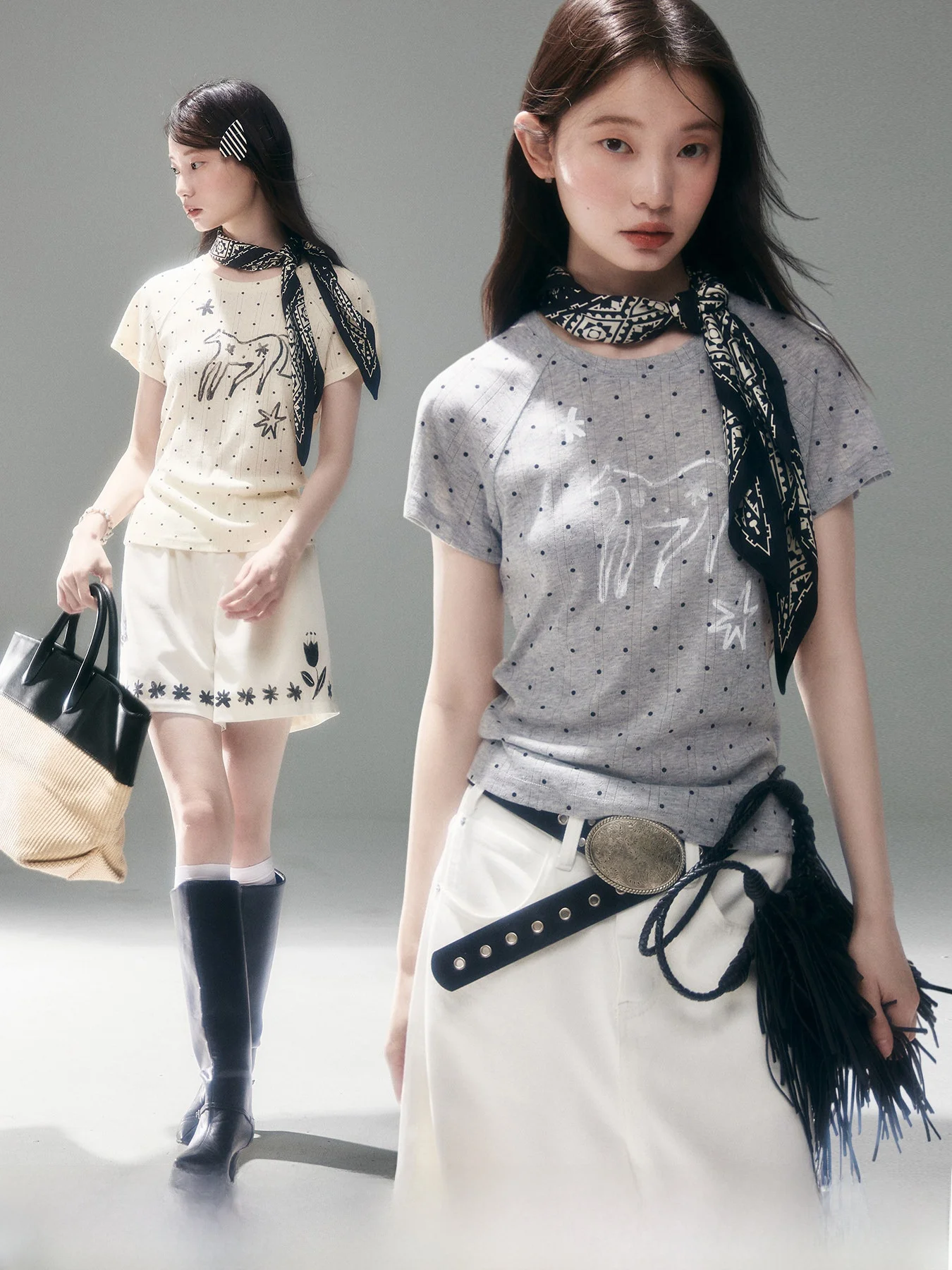 星芒の小馬デザイン Tシャツ：モード系 ブランド プチプラ としてのデザインと実用性