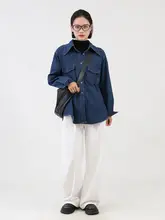 ヴィンテージ風デニムシャツ【女性用・カジュアル・ゆったりシルエット】