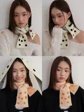 秋冬用 橙色水玉模様の長方形スカーフ【保温・オールマイティ】