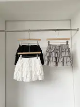 高腰デザインのふんわりケーキスカート【甘い雰囲気・女性用・シンプルコーデ】（セットアップ対応）
