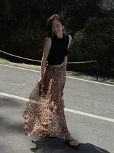 極上の柔らかさ！桑蚕絲製レオパードプリントスカート【リゾートスタイル・ミニマリスト】