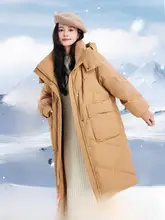 ミドル丈フード付きダウンジャケット【取り外し可能・シンプル・軽量】