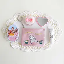 刺繍イラスト付き多目的財布【コインケース・カードポケット・イヤホン・リップ・証明書収納】