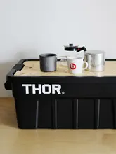 THOR ブラック＆オリーブ 密閉運搬ボックス【アウトドアキャンプ用・フタ付き・キャスター付き】