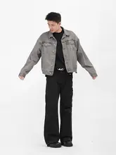 GANGURRU メンズ ヴィンテージ風ウォッシュ加工 ストレートカット カーゴパンツ【ゆったりフィット】