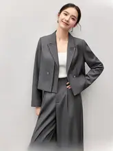グレーのジャケットパンツスーツ【フィット・軽やかな印象・オフィス向け】（セットアップ対応）