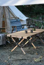 WALKHIKE ケヤキ製折りたたみテーブル【アウトドア・バーベキュー・キャンプ用・持ち運び便利】