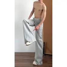 グレーのサイドジッパー微フレアパンツ【春秋用・アメリカンスタイル・スポーツカジュアル】