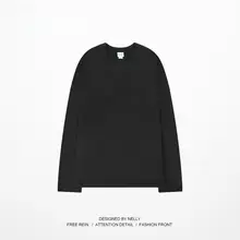 純綿の白い長袖Tシャツ【ユニセックス・秋用・ゆったりデザイン】