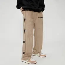 アメリカンヴィンテージ刺繍入り メンズルーズストレートカジュアルパンツ【高街・ヒップホップ・学生用・ペアスタイル】