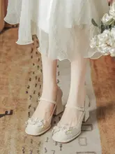 公主風 マリージェン ハイヒール【ローヒール・防水台・厚底・丸トゥ・結婚式用・ドレスやチーパオに対応】