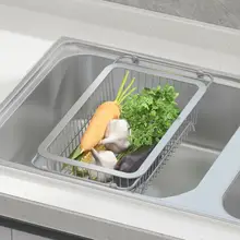 伸縮式304ステンレス製水切りラック【シンク用・洗浄野菜や果物用】