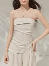夏用キャミソールと裾絞りパンツのコーディネート【杏色・トレンディ】（セットアップ対応）