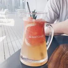 700ml大容量 ガラス製 フルーツティーカップ【持ち手付き・冷飲対応・厚手】