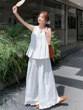 白色の柔らかいドールシャツタンクトップ【夏用・軽量・フィット・ワイドパンツ】（セットアップ対応）