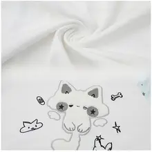 刺繍入り小猫星柄クルーネック半袖Tシャツ【ユニセックス・カジュアル・ゆったりタイプ】