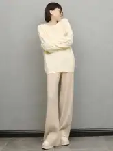 春秋冬用 ニットセーター【クリームカラー・アイビー編み・スタイル】