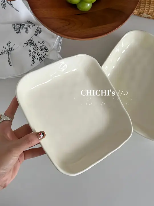 正方形の陶器ディッシュ【家庭用・フルーツサラダ・スイーツ用・釉下彩】