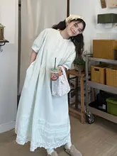 レディース 大きいサイズのレース切替ふんわりワンピース【夏用・優しいデザイン・ロング丈】（セットアップ対応）