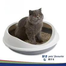 オープンタイプの防飛沫猫砂盆【猫用トイレ・ベルギー輸入】