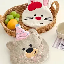 キッチン＆洗面所用可愛い掛け式珊瑚絨タオル【吸水性抜群・カートゥーンデザイン】