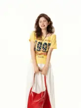 ヴィンテージデザイン 星柄プリントオフショルダーTシャツ【夏用・短袖】