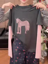 レディース長袖Tシャツ【ウエストラインデザイン・ルーズフィット・カジュアル】（セットアップ対応）