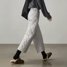 暖かく快適！ダイヤキルトの白鹅绒ワイドパンツ【女性用・フィット】