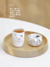 蓋碗 湯呑み 茶こし 小皿 スプーン 陶器 手作り 手びねり かわいい カートゥーン おしゃれ ナチュラル