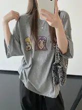 漫画デザインのゆったりとしたTシャツ【夏用・丸首・短袖・カジュアル】