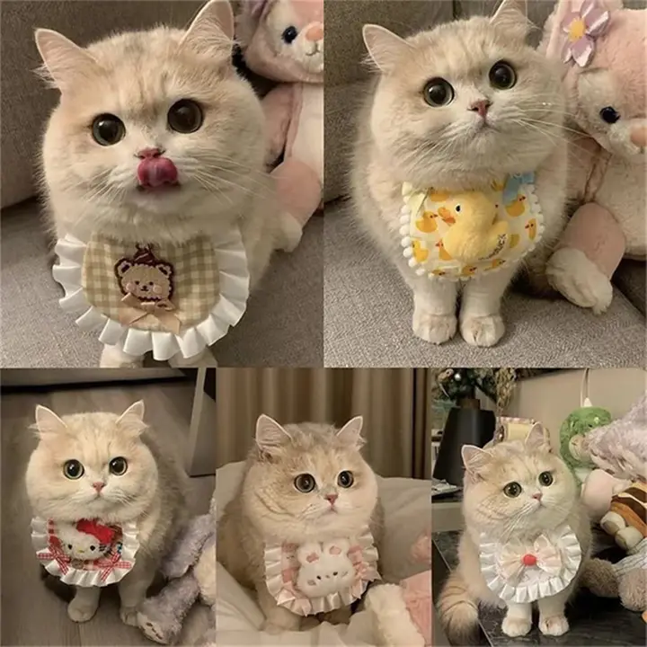 可愛い猫用エプロン【レース・ペット用・撮影用アクセサリー・首飾り】