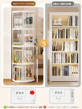 360度回転可能なプラスチック製フロアシェルフ【リビング用・コーナータイプ・子供用書棚・壁寄せ・  移動可能】