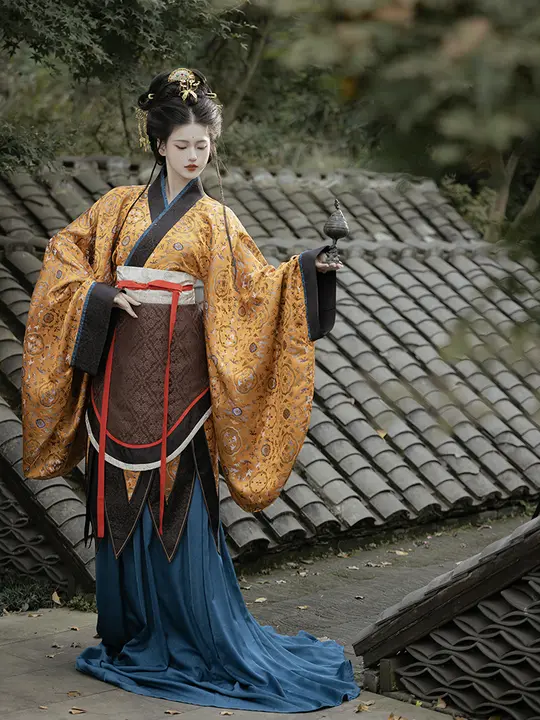 魏晋南北朝風 交領ドラゴンドレス【仿蜀锦・五点構成・神仙服】（セットアップ対応）
